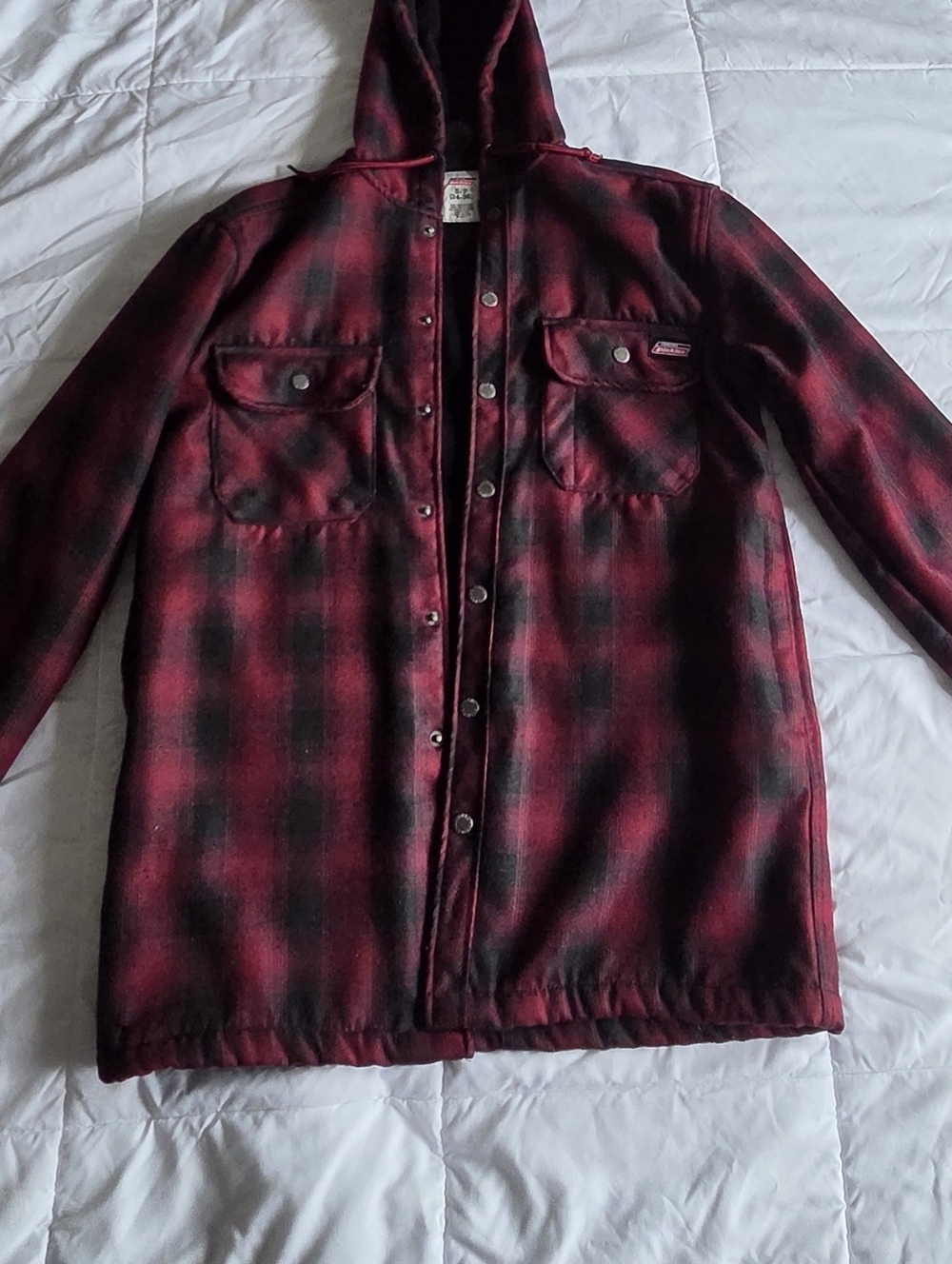 Dickies Red and Black Plaid Hooded Jacket